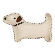 Clayre &amp; Eef   | Vilten schaal hond Wit Bruin 20x13x3 cm | 66287
