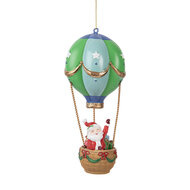 Clayre & Eef | Decoratie hanger Kerstman in Luchtballon Groen Blauw ø 8x18 cm | 6PR5613