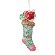 Clayre & Eef | Decoratie Hanger Beer in Kerstsok Groen Rood 7x5x15 cm | 6PR5615