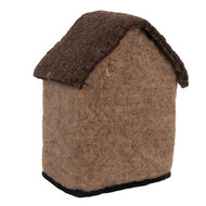 Clayre &amp; Eef   | Vilten Huis Bruin Wit 12x7x14 cm | 66296