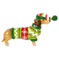 Clayre & Eef | Decoratie Hond Bruin Groen 24x5x14 cm | 6PR5620