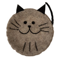 Clayre &amp; Eef   | Vilten schaal Kat Grijs Zwart 18x18x6 cm | 66300