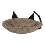 Clayre &amp; Eef   | Vilten schaal Kat Grijs Zwart 18x18x6 cm | 66300