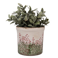 Clayre &amp; Eef   | Bloempot Binnen Beige Groen &oslash; 15x14 cm | 6CE2017M
