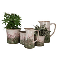 Clayre &amp; Eef   | Bloempot Binnen Beige Groen &oslash; 15x14 cm | 6CE2017M