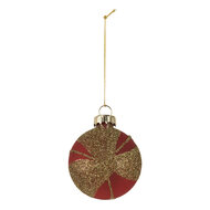 Clayre & Eef | Kerstbal Goudkleurig Rood 6x3x7 cm | 6GL5130