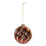 Clayre & Eef | Kerstbal Goudkleurig Rood ø 8x8 cm | 6GL5136