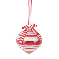 Clayre & Eef | Kerstbal Rood Wit ø 8x8 cm | 6GL5180