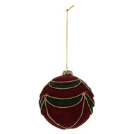 Clayre & Eef | Kerstbal Rood Groen ø 8x8 cm | 6GL5234