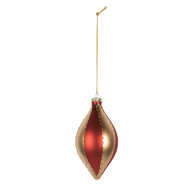 Clayre &amp; Eef   | Kerstbal Goudkleurig Rood &oslash; 8x15 cm | 6GL5246