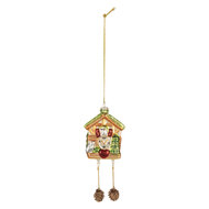 Clayre & Eef | Kersthanger Bruin Groen 7x4x10/17 cm | 6GL5265