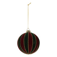 Clayre & Eef | Kerstbal Rood Groen ø 8x8 cm | 6GL5283