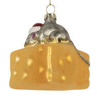 Clayre & Eef | Kersthanger Geel Grijs 8x8x8 cm | 6GL5305