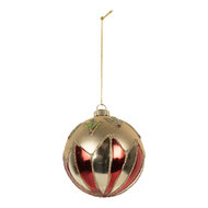 Clayre & Eef | Kerstbal Goudkleurig Rood ø 8x8 cm | 6GL5316