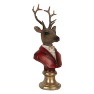 Clayre & Eef | Kerstdecoratie Beeld Rendier Bruin Rood 10x9x19 cm | 6PR5518