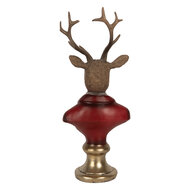 Clayre & Eef | Kerstdecoratie Beeld Rendier Bruin Rood 10x9x19 cm | 6PR5518
