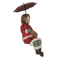 Clayre & Eef | Decoratie Kind met Hond Rood Bruin 10x7x19 cm | 6PR5523