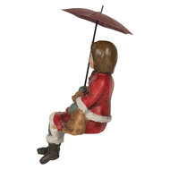 Clayre & Eef | Decoratie Kind met Hond Rood Bruin 10x7x19 cm | 6PR5523