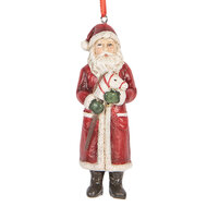 Clayre & Eef | Decoratie hanger kerstman Rood Wit 4x3x11 cm | 6PR5595