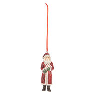 Clayre & Eef | Decoratie hanger kerstman Rood Wit 4x3x11 cm | 6PR5595