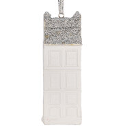 Clayre & Eef | Decoratie hanger Huisje Wit Zilverkleurig 4x4x11 cm | 6PR5610