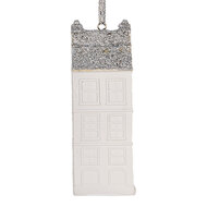 Clayre & Eef | Decoratie hanger Huisje Wit Zilverkleurig 4x4x11 cm | 6PR5610