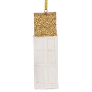 Clayre & Eef | Decoratie hanger Huisje Wit Goudkleurig 4x4x11 cm | 6PR5611