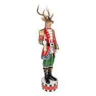 Clayre &amp; Eef   | Decoratie Rendier Bruin Rood 25x20x82 cm | 5PR0154