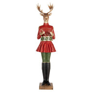 Clayre &amp; Eef   | Decoratie Rendier Bruin Rood 23x19x77 cm | 5PR0189