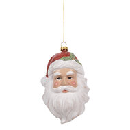 Clayre & Eef | Decoratie Hanger Kerstman Wit Rood 9x7x15 cm | 66083