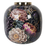 Clayre & Eef | Decoratie Vaas Zwart Roze ø 29x29 cm | 65888