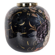 Clayre & Eef | Decoratie Vaas Zwart Roze ø 29x29 cm | 65888
