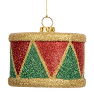 Clayre & Eef | Decoratie Hanger Trommel Rood Groen ø 7x5 cm | 66088