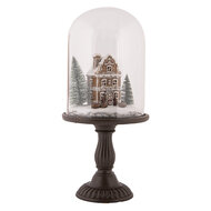 Clayre &amp; Eef   | Glazen Stolp met decoratie LED Bruin &oslash; 17x36 cm / 2xAAA | 6GL5190