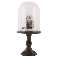 Clayre &amp; Eef   | Glazen Stolp met decoratie LED Bruin &oslash; 17x36 cm / 2xAAA | 6GL5190