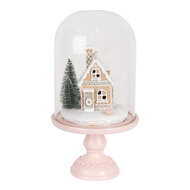 Clayre & Eef | Glazen Stolp met decoratie Roze LED ø 17x30 cm / 2xAAA | 6GL5191