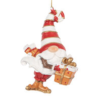 Clayre & Eef | Decoratie hanger kerstman Rood Wit 8x4x10 cm | 6PR5301