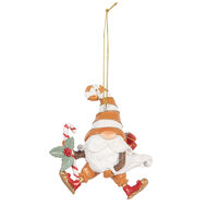 Clayre & Eef | Decoratie hanger kerstman Oranje Wit 8x4x10 cm | 6PR5302