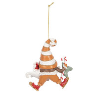 Clayre & Eef | Decoratie hanger kerstman Oranje Wit 8x4x10 cm | 6PR5302