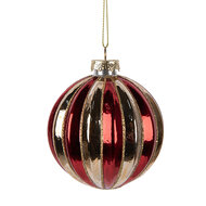 Clayre & Eef | Kerstbal Goudkleurig Rood ø 8x8 cm | 6GL5135