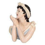 Clayre & Eef | Decoratie Vrouw Beige Blauw 26x12x9 cm | 6PR5559