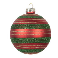 Clayre & Eef | Kerstbal Rood Groen ø 8x8 cm | 6GL5170