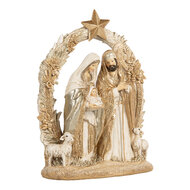 Clayre & Eef | Kerstdecoratie Kerstgroep Beige Goudkleurig 19x7x24 cm | 6PR5646