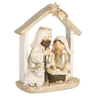 Clayre & Eef | Kerstdecoratie Kerstgroep Beige Goudkleurig 10x5x12 cm | 6PR5648