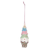 Clayre & Eef | Decoratie hanger taartje Bruin Wit ø 5x13 cm | 6PR5300