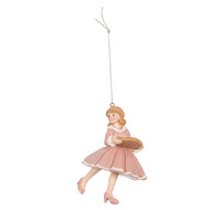 Clayre & Eef | Decoratie hanger Ballerina Roze Beige 7x7x11 cm | 6PR5303