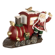 Clayre & Eef | Kerstdecoratie Kerstman met locomotief Rood 16x10x13 cm | 6PR5669