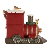 Clayre & Eef | Kerstdecoratie Kerstman met locomotief Rood 16x10x13 cm | 6PR5669
