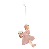 Clayre & Eef | Decoratie hanger Ballerina Roze Beige 6x6x10 cm | 6PR5304