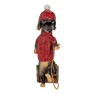 Clayre & Eef | Decoratie Beeld Hond Bruin Rood 8x4x13 cm | 6PR5305